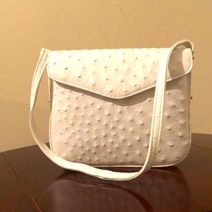 Luc Benoit White Ostrich Handbag